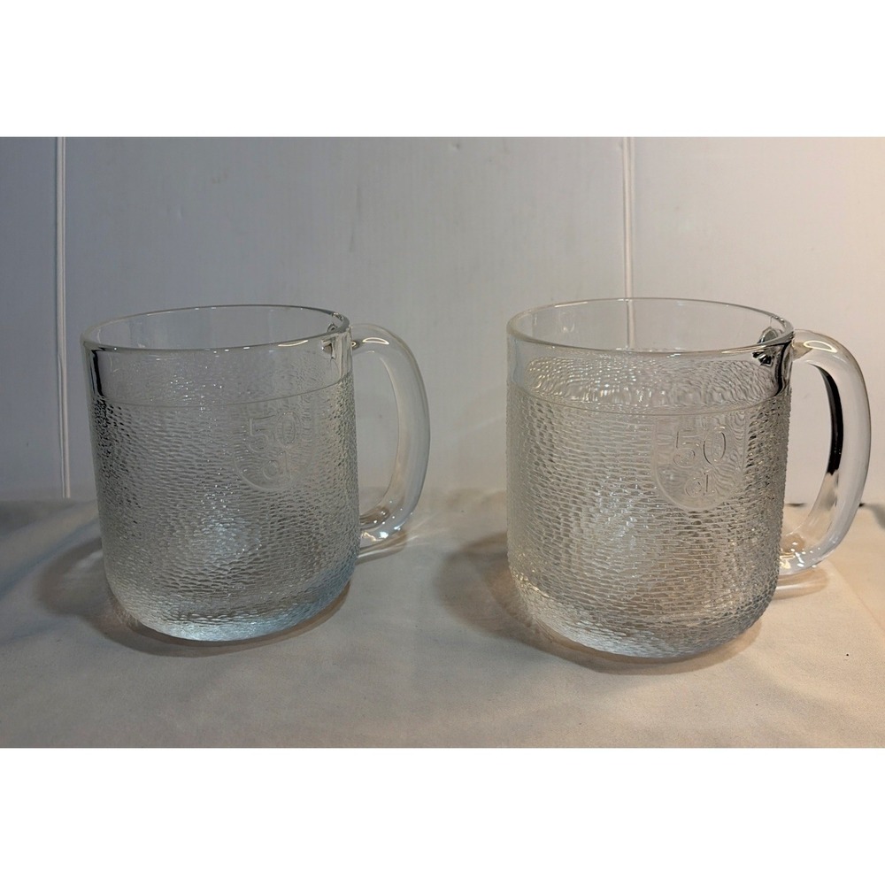 IITTALA Arabia Crystal Krouvi Beer Mug 50cl 20oz Heavy Textured Finland Set of 2